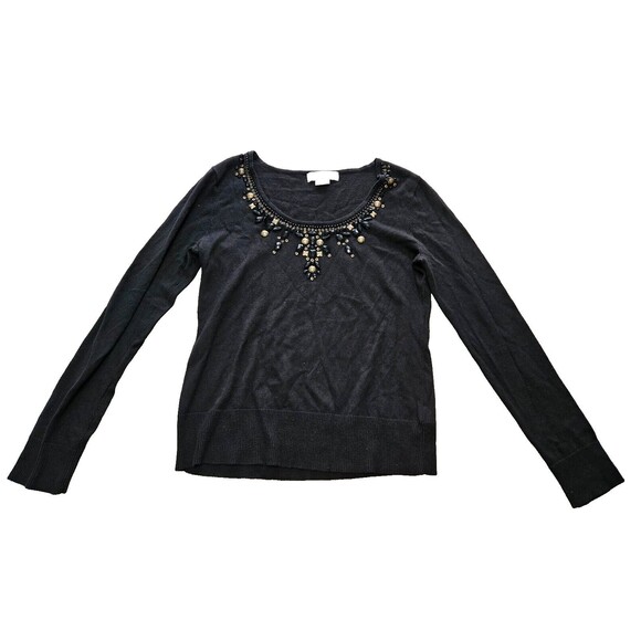 Michael Kors Women's Black Angora Sweater with Jewel Neckline Size M - Picture 1 of 9